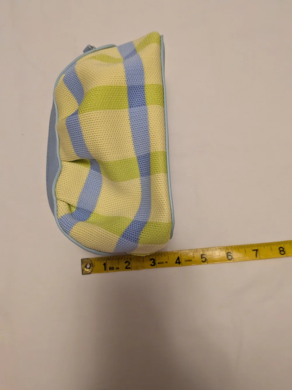 Neiman Marcus Light Blue, Pastel Yellow & Soft Blue Plaid Cosmetic Pouch
